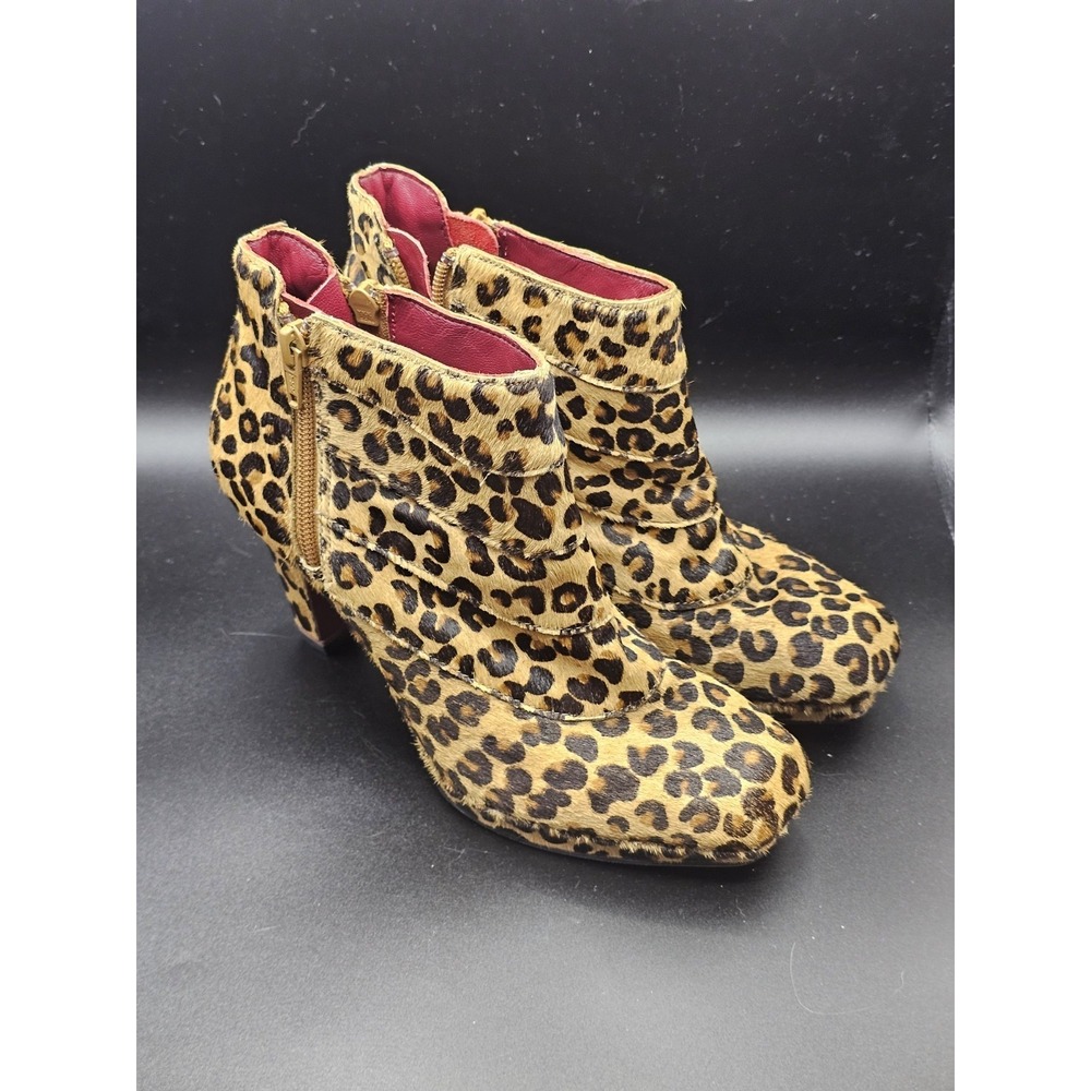 OH! Healthy Heels Leopard Animal Print Calf Hair Booties  Sz 36/5.5-6US